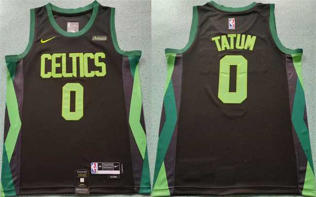 Mens Boston Celtics #0 Jayson Tatum Black 2024-25 City Edition Statement Edition Stitched Basketball Jersey->->NBA Jersey